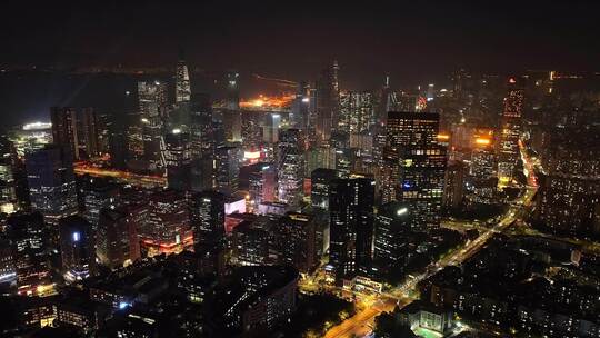 深圳南山区天际线夜景航拍