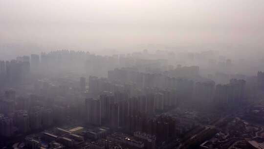 雾霾城市航拍视频素材模板下载