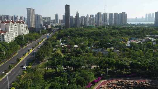 厦门市海沧湖水秀公园航拍