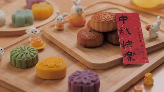中秋节快乐月饼中秋兔子视频素材模板下载