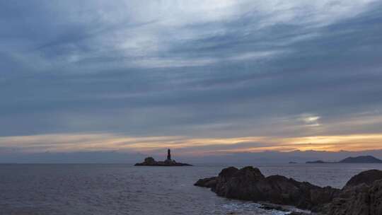 浙江温州洞头梅花礁日落延时