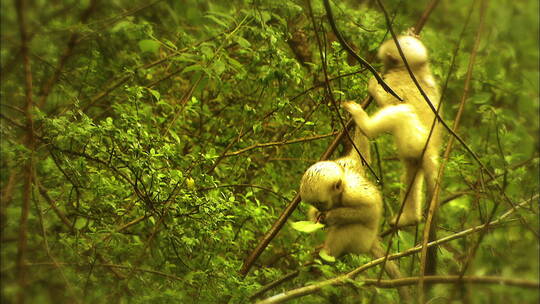 云南滇金丝猴幼崽在树上玩2