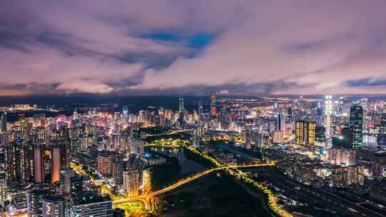深圳城市雨后夜景延时4k
