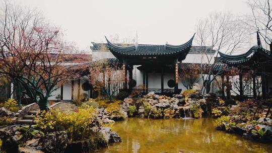 江南烟雨园艺中国海棠树花锦鲤景观设计花坛