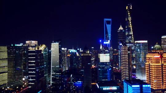 上海CBD夜景航拍风光