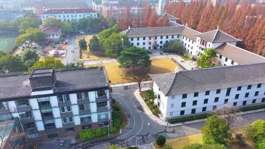 上海杨浦区同济大学本部航拍校园风景风光素