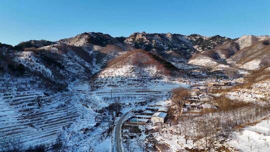 辽宁山村冬季雪景俯瞰