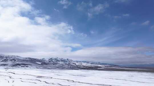 航拍青藏高原青海祁连山脉天境祁连雪山雪景