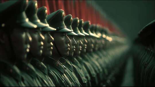 庄严的中国人民解放军队列威武肃穆