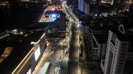 烟台滨海广场夜景航拍延时芝罘区山东夜晚