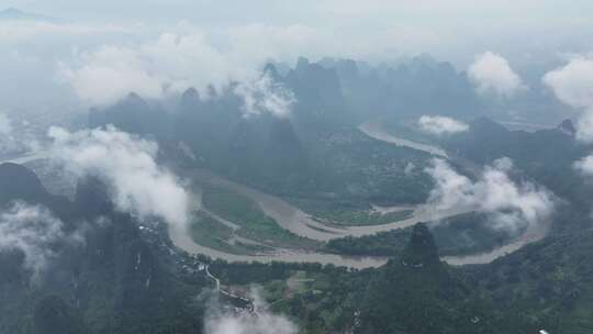 广西桂林阳朔风光中国山河航拍生态环境自然