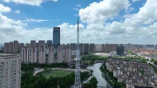 4K航拍昆山城市建筑风光大景