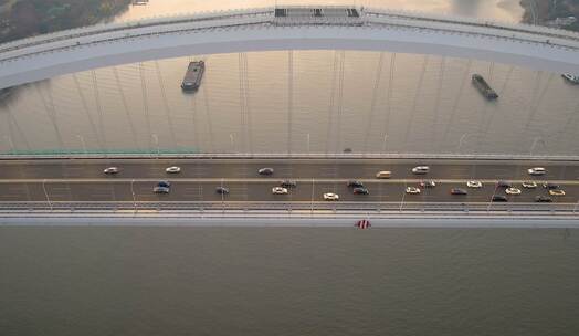 上海·卢浦大桥·晚霞航拍4K