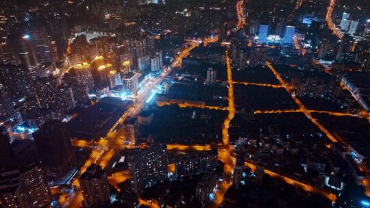 浦西虹口区夜景航拍视频素材模板下载