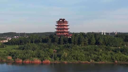 宣城宛陵湖全景延时|宛陵阁|城市风景