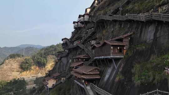 江西上饶望仙谷航拍山谷建筑景观