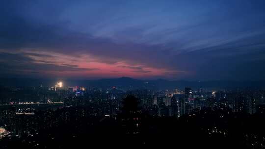 航拍重庆鸿恩寺夜景