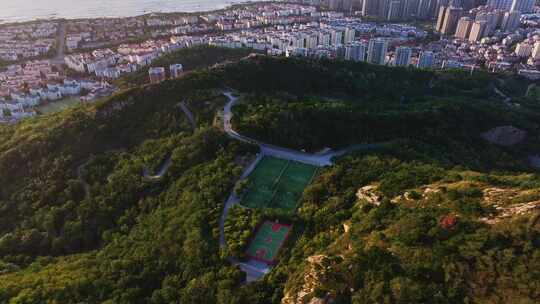 青岛城市建筑楼房浮山公园航拍