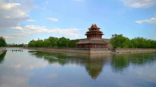 北京故宫紫禁城角楼护城河延时视频素材模板下载