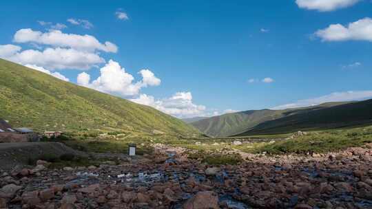 甘南川西高原山地蓝天白云延时