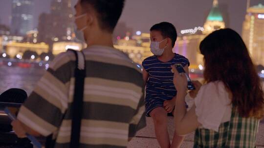 黄浦江畔夜景视频素材模板下载