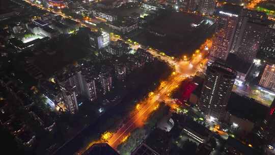 杭州钱塘新区下沙夜晚夜景车流延时