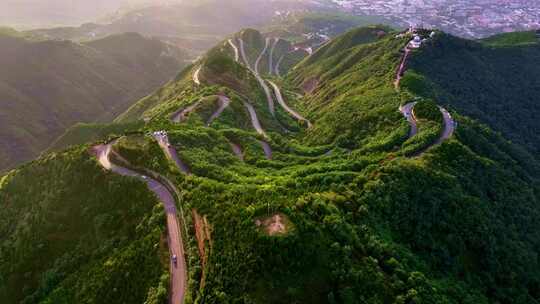 航拍陕西西安市骊山盘山路