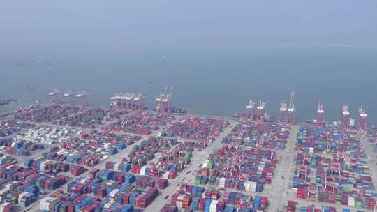 2023广州港南沙港码头集装箱视频素材模板下载