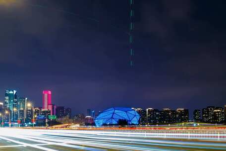 浑河夜景青年桥车流盛京大剧院