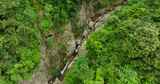 航拍都江堰龙池自然保护区瀑布山林风景高清在线视频素材下载