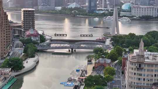 上海外白渡桥航拍视频素材模板下载
