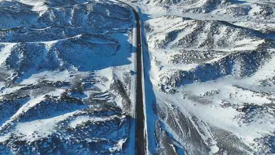 冬季新疆公路航拍