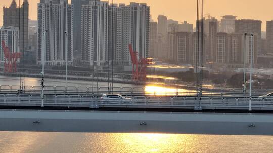 日落卢浦大桥航拍