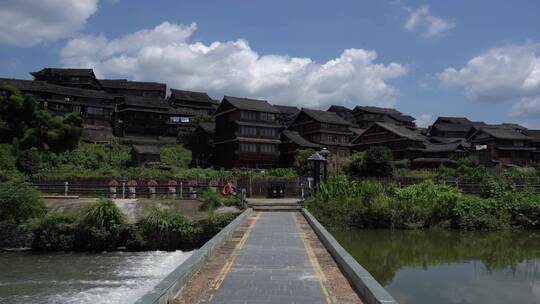 三江侗族程阳八寨古村落田园风光特写 4k