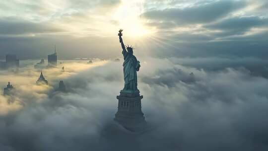 纽约自由女神像云海景观