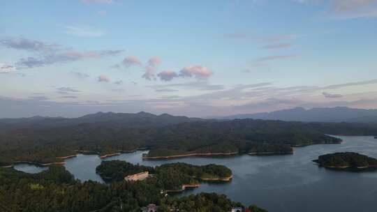 航拍湖北随州琵琶湖风景区