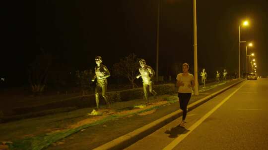 4K：外国人在城市间夜跑