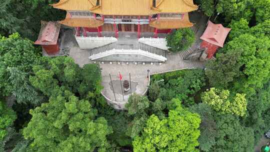 航拍衡阳回雁峰景区雁峰烟雨雁峰寺