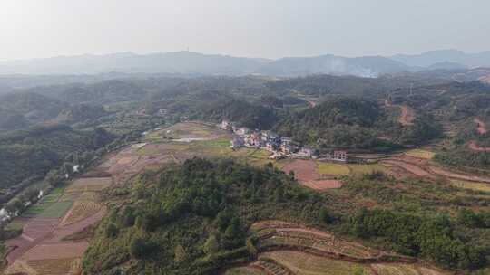 丘陵山川农田种植航拍