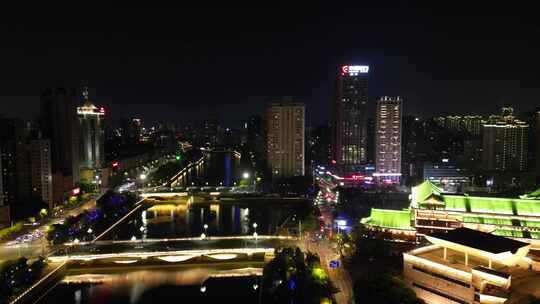 江西南昌城市夜景灯光航拍