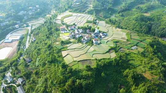 航拍美丽乡村建设空镜