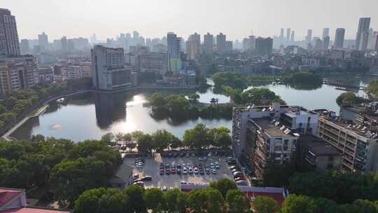 江西南昌八一公园航拍城市风景风光东湖区视频素材模板下载