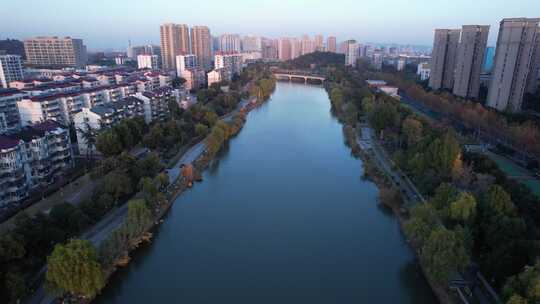 南京江宁秦淮河外港河航拍