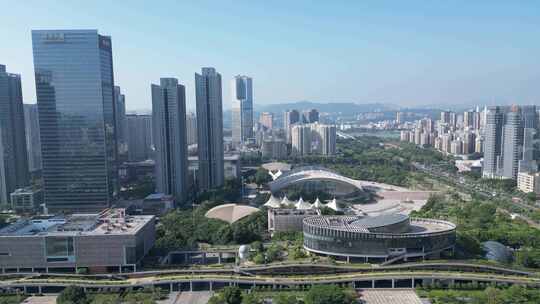 航拍惠州城市地标高楼惠州大景