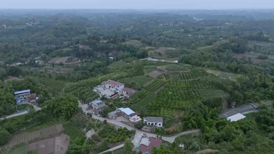 高清航拍乡村农田农村山水风光自然风景