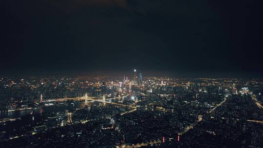 航拍上海电影感城市市区夜景