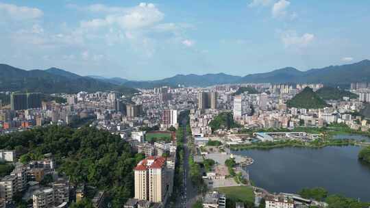 广东云浮大景云浮建设航拍