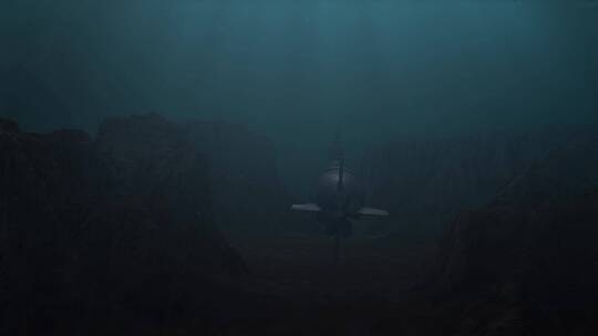 深海中的潜艇