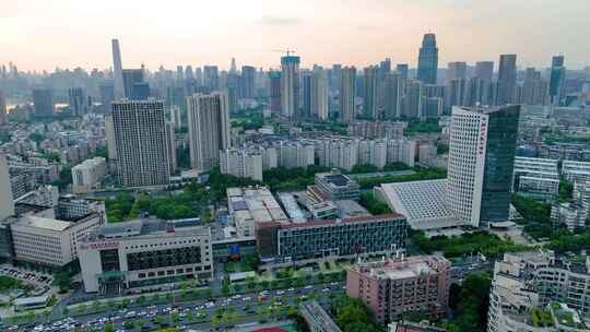 湖北武汉东湖城市风景风景风光航拍听涛景区