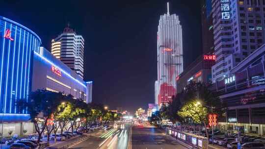 河北保定夜景延时保定万博广场夜景延时